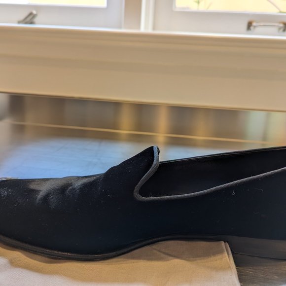 Manola Blahnik Mario Black Velvet Loafers ($845 retail, worn once, 10.5 UK)
